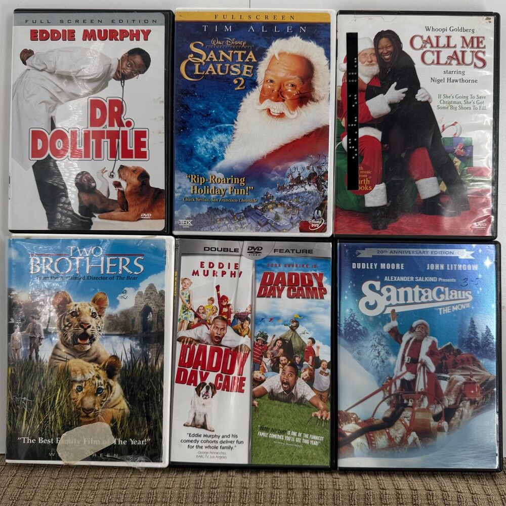 6 DVD Family Movie Lot Santa Clause Dr Dolittle Daddy Day Care Christmas